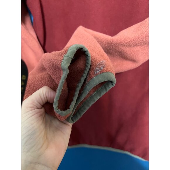 Columbia Colorblock Two-Tone Red & Orange Front Fleece Pullover S - Picture 6 of 10